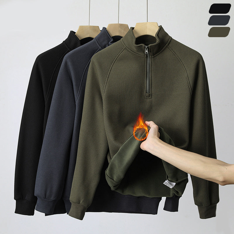 Fashion Stand-collar Fleece Sweatshirt Winter Warm Long Sleeve Top Men's Clothing My Store