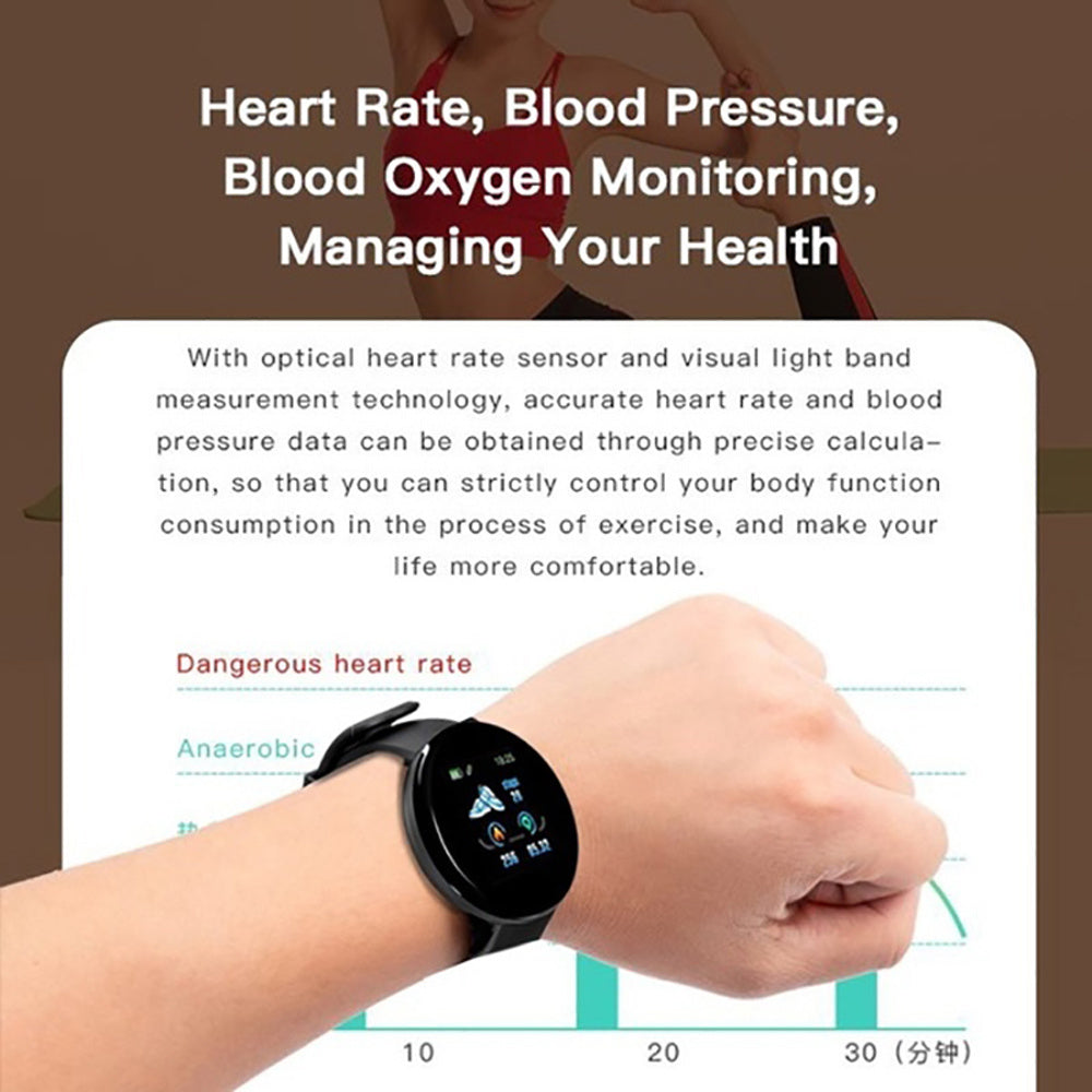 D18 Bluetooth Smart Watch, Men Women Blood Pressure Heart Rate Monitor Smart Watch, Pedometer Sport Tracker Smart Band For Android IOS My Store