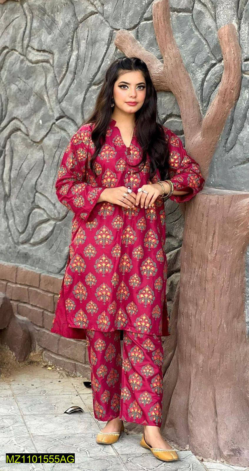 2 pcs Women's Stitched Linen Block Printed Suit Cheap Store🌟